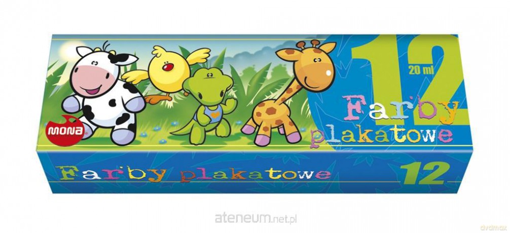Farby plakatowe 12 kolorów 20ml eko
