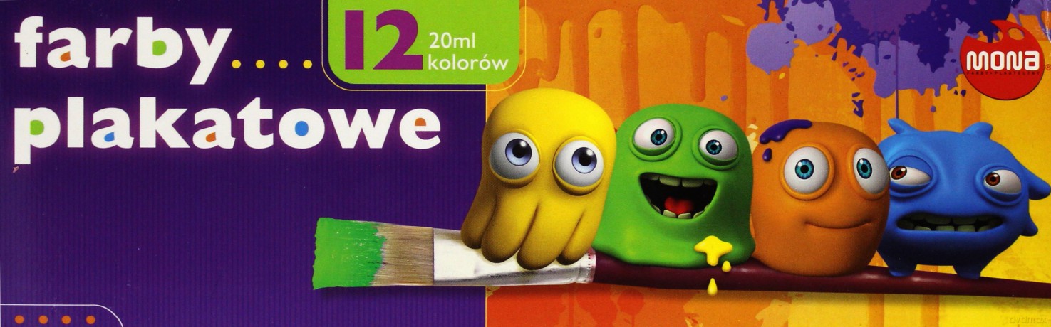Farby plakatowe 12 kolorów 20ml eko