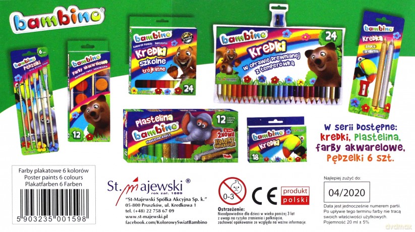 Farby plakatowe 6 kolorów 20ml