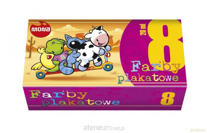 Farby plakatowe 8 kolorów 20ml eko