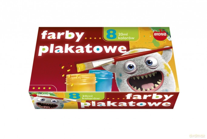 Farby plakatowe 8 kolorów 20ml eko