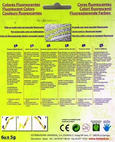 Farby w sztyfcie Fluo Pocket 6 kolorów
