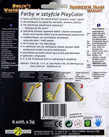 Farby w sztyfcie Metallic Pocket 6 kolorów