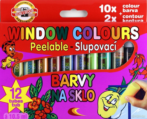 Farby witrażowe 10,5ml 10 kolorów + 2 kontury