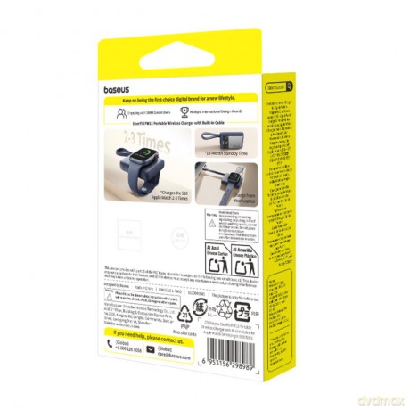 Baseus EnerFill FW11 Przenośna Ładowarka Bezprzewodowa do Apple Watch z Wbudowanym Kablem 5W Czarny