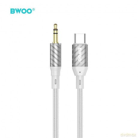 BWOO AUX074 kabel AUX USB-C - jack 3.5mm audio szary