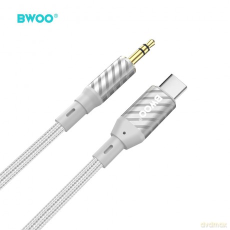 BWOO AUX074 kabel AUX USB-C - jack 3.5mm audio szary