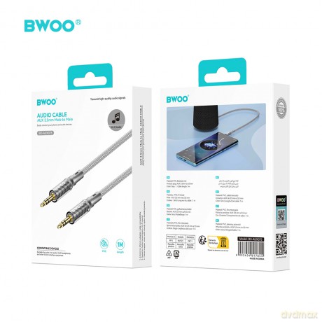 BWOO AUX075 kabel AUX jack 3.5mm - jack 3.5mm audio szary