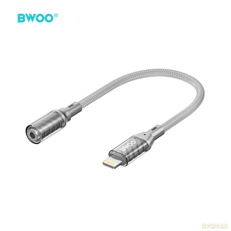 BWOO BZ66 adapter Lightning - jack 3.5mm szary