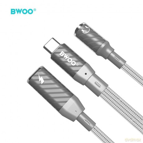BWOO BZ67 adapter 2w1 USB-C - jack 3.5mm/USB-C szary
