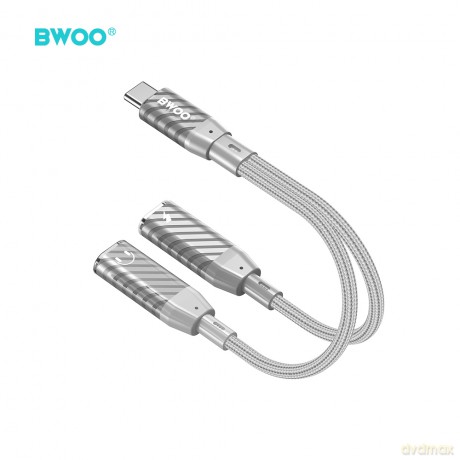 BWOO BZ68 adapter 2w1 USB-C - 2x USB-C szary