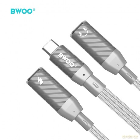 BWOO BZ68 adapter 2w1 USB-C - 2x USB-C szary