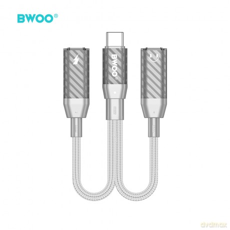 BWOO BZ68 adapter 2w1 USB-C - 2x USB-C szary