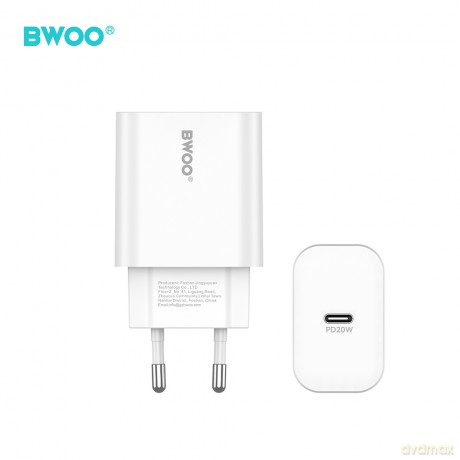 BWOO ładowarka sieciowa CDA233 PD 20W 1x USB-C biała + kabel USB-C - lightning