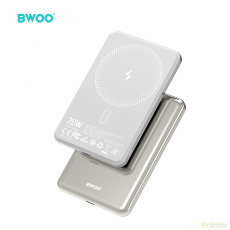 BWOO P79 ultracienki powerbank 5000mAh z ładowaniem magnetycznym jasno szary