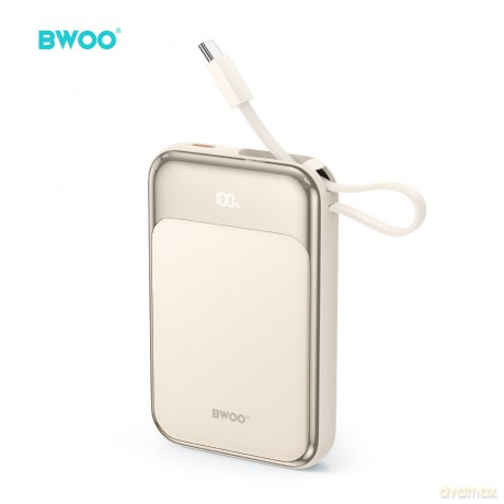 BWOO P80 powerbank PD 20W 10000 mAh z kablem usb-c i wyświetlaczem złoty