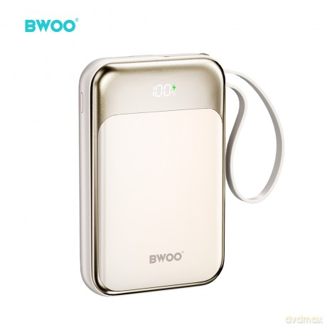 BWOO P80 powerbank PD 20W 10000 mAh z kablem usb-c i wyświetlaczem złoty