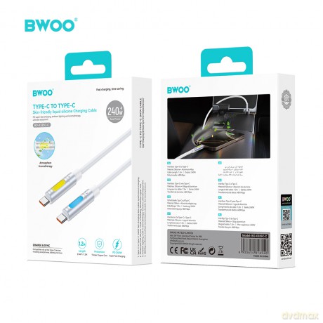 BWOO X325C-C zapachowy kabel USB-C - USB-C 240W biały