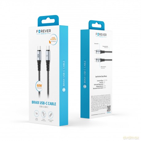 Forever kabel Braix USB-C - USB-C 1,0 m 60W czarny