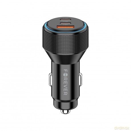 Forever ładowarka samochodowa PD QC CC-07-66ACC 1x USB-A 2x USB-C 66W czarna