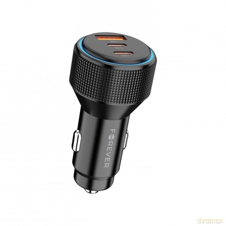 Forever ładowarka samochodowa PD QC CC-07-66ACC 1x USB-A 2x USB-C 66W czarna