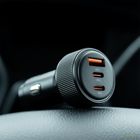 Forever ładowarka samochodowa PD QC CC-07-66ACC 1x USB-A 2x USB-C 66W czarna