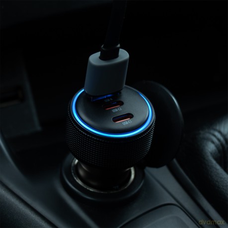 Forever ładowarka samochodowa PD QC CC-07-66ACC 1x USB-A 2x USB-C 66W czarna