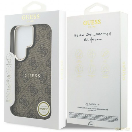 Guess nakładka 4G Embossed Ring MagSafe do Samsung Galaxy S26 Ultra brązowa