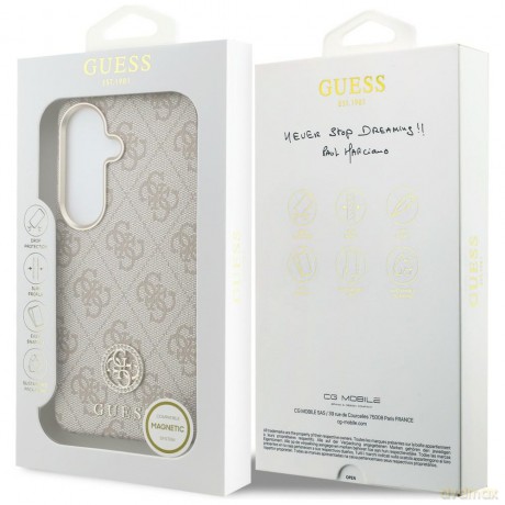 Guess nakładka 4G Rhinestone Round Logo MagSafe do Samsung Galaxy S26 różowa