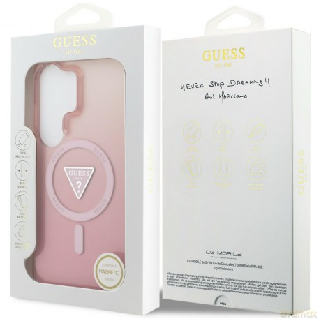 Guess nakładka IML Gradient Triangle MagSafe do Samsung Galaxy S26 Ultra różowa