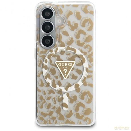 Guess nakładka IML Leopard Print Triangle MagSafe do Samsung Galaxy S26 brązowa