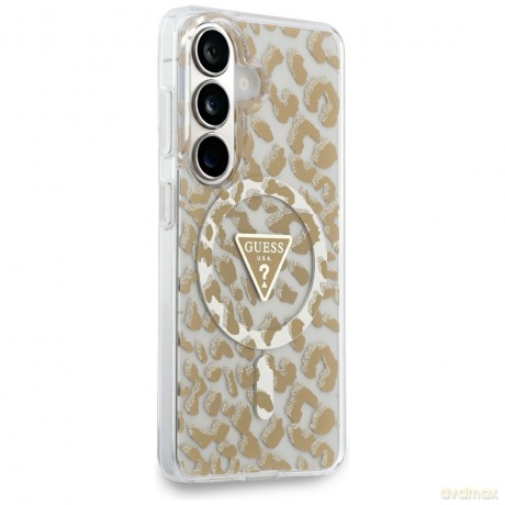 Guess nakładka IML Leopard Print Triangle MagSafe do Samsung Galaxy S26 brązowa