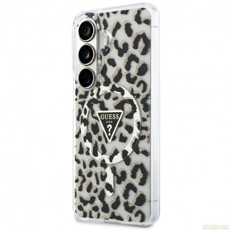 Guess nakładka IML Leopard Print Triangle MagSafe do Samsung Galaxy S26 czarna