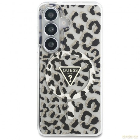 Guess nakładka IML Leopard Print Triangle MagSafe do Samsung Galaxy S26 czarna