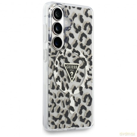 Guess nakładka IML Leopard Print Triangle MagSafe do Samsung Galaxy S26 czarna