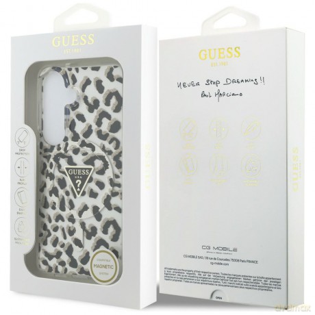 Guess nakładka IML Leopard Print Triangle MagSafe do Samsung Galaxy S26 czarna
