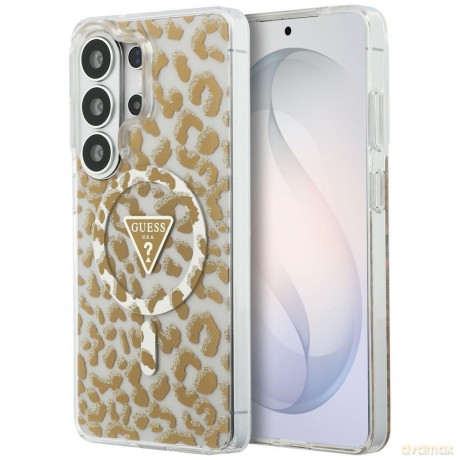 Guess nakładka IML Leopard Print Triangle MagSafe do Samsung Galaxy S26 Ultra brązowa