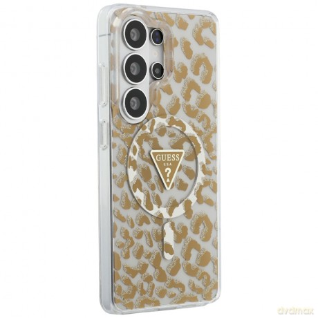 Guess nakładka IML Leopard Print Triangle MagSafe do Samsung Galaxy S26 Ultra brązowa