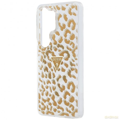 Guess nakładka IML Leopard Print Triangle MagSafe do Samsung Galaxy S26 Ultra brązowa