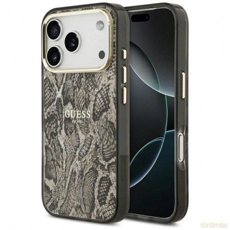 Guess nakładka Python Pattern MagSafe do iPhone 17 Pro brązowa