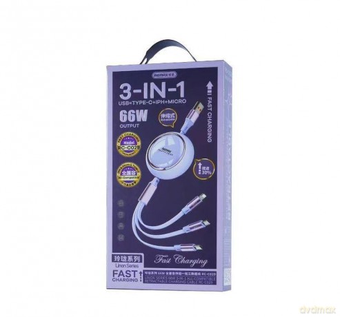 KABEL REMAX LINON SERIES 66W 3w1 USB-C/MICRO/LIGHTNING RC-C029 PURPLE