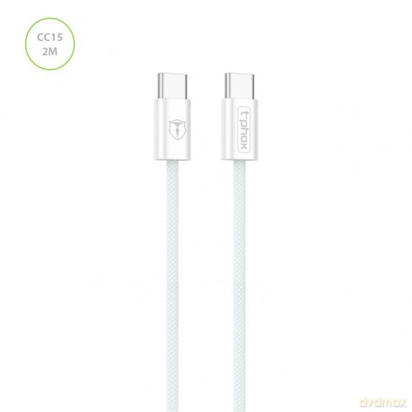 Kabel T-Phox Cc15 Series Usb-C/Usb-C 60w 3a 2m White