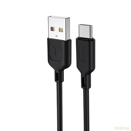 Kabel T-Phox Fast Type-C 2.4a Pvc 1.2m Black