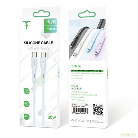 Kabel T-Phox Gentle Usb-C/Usb-C 60w 1m White