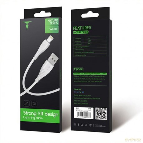 Kabel T-Phox Nature Lightning White 1.2m 3a