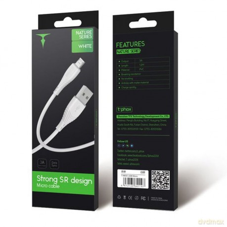 Kabel T-Phox Nature Micro Usb White 1.2m 3a
