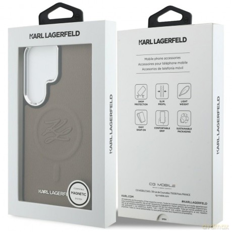Karl Lagerfeld nakładka Embossed Ring Initials MagSafe do Samsung Galaxy S26 Ultra brązowa