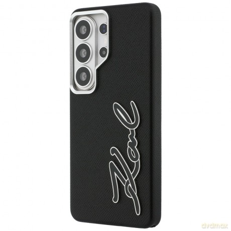 Karl Lagerfeld nakładka Grained Signature Metal Resin Logo do Samsung Galaxy S26 Ultra czarna