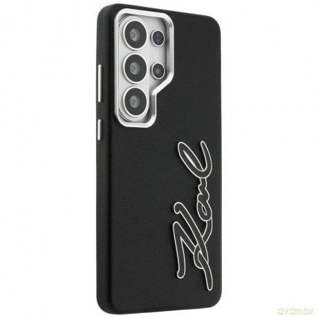 Karl Lagerfeld nakładka Grained Signature Metal Resin Logo do Samsung Galaxy S26 Ultra czarna