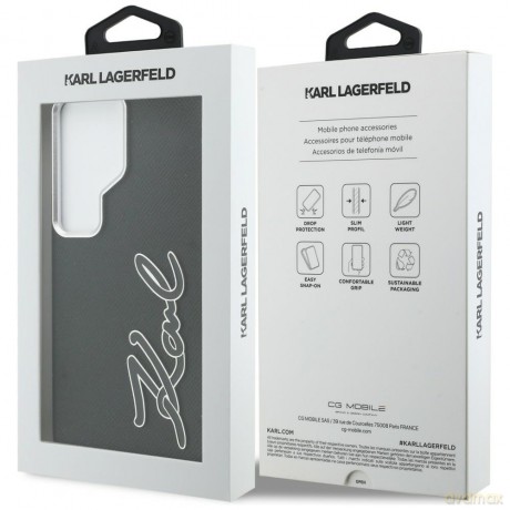 Karl Lagerfeld nakładka Grained Signature Metal Resin Logo do Samsung Galaxy S26 Ultra czarna